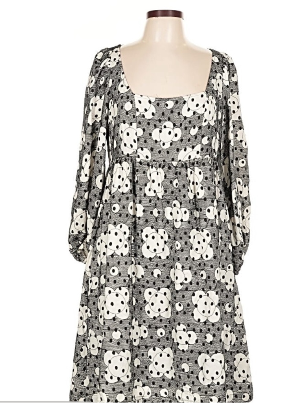 Anthropologie Black and White Floral Tiered Dress